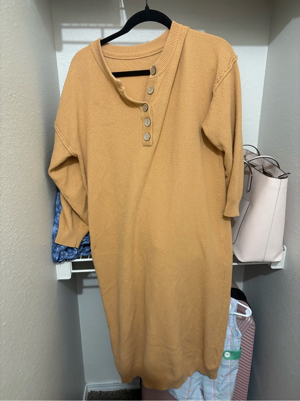 Cozy Mustard Knit Sweater Dress